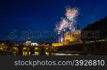 Traditional fireworks show at Castel Sant&rsquo;Angelo on the feast of St. Peter and Paul, patrons of Rome