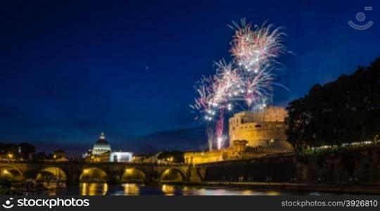 Traditional fireworks show at Castel Sant&rsquo;Angelo on the feast of St. Peter and Paul, patrons of Rome