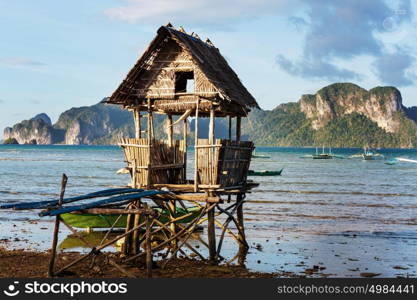 Traditional fishing village in Palawan island, Philippines