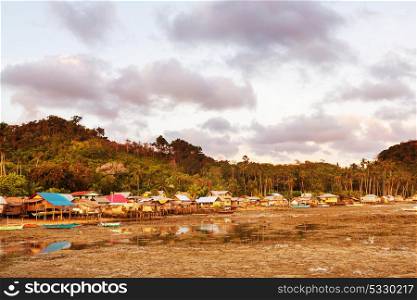 Traditional fishing village in Palawan island, Philippines
