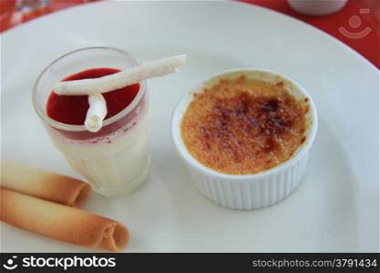 Traditional French desserts: Creme brulee and blancmange