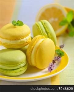 traditional french lemon and mint macaroons