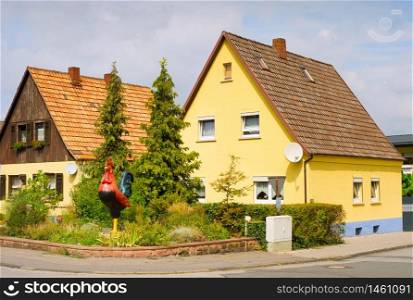 Traditional German village architecture in the sunny day