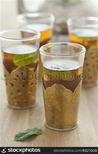 Traditional glasses with moroccan mint tea
