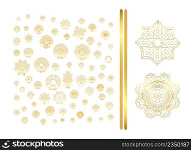 Traditional golden decor on white background. Art lacy illustration.. Oriental gold pattern