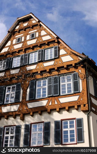 Traditional half-timbered houses street in germany