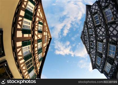 Traditional half-timbered houses street in germany