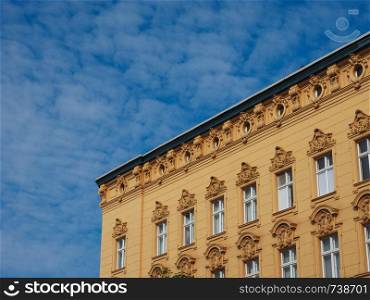 traditional historical house facade in east Berlin, Germany. traditional historical facade in Berlin