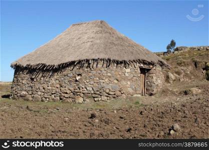 Traditional homes in the upland of Amhara, Ethiopia, Africa