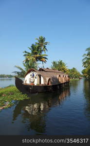 Traditional houseboat on Kerala backwaters. Kerala, India