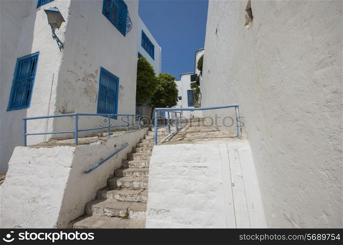 Traditional houses and staircases; Tunis; Tunisia