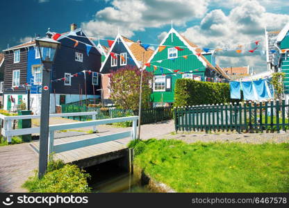 Traditional houses in Holland town Volendam, Netherlands