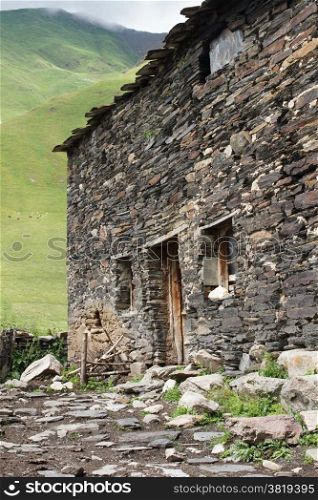 Traditional houses in Swanetia, Ushguli, Georgia, Europe