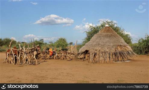 Traditional houses of Hamer people, Ethiopia, Africa
