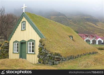 Traditional icelandic church in the countryside from Iceland