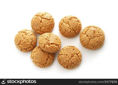 Traditional italian almond cookies - amaretti, isolated on white background