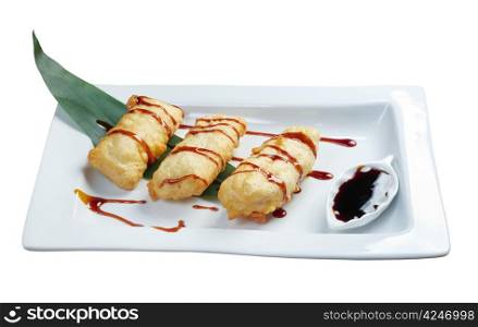 Traditional Japanese dessert fruit.closeup.isolated on white background. clipping Path