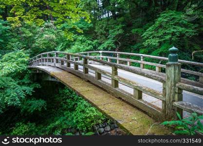 Traditional japanese wooden bridge in botanical garden, Nikko, Japan. Traditional japanese wooden bridge in Nikko, Japan