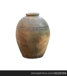Traditional jar of earthenware isolated on white background.. Traditional jar of earthenware isolated on white background and have clipping paths to easy deployment.