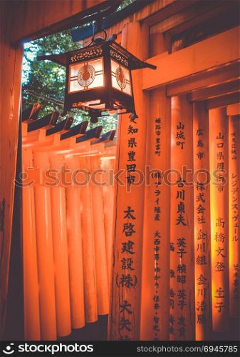 Traditional lantern in Fushimi Inari Taisha shrine, Kyoto, Japan. Lantern in Fushimi Inari Taisha shrine, Kyoto, Japan