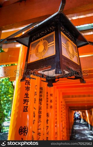 Traditional lantern in Fushimi Inari Taisha shrine, Kyoto, Japan. Lantern in Fushimi Inari Taisha shrine, Kyoto, Japan