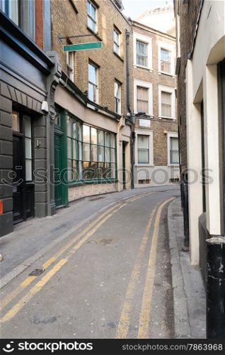 Traditional London Back street with Double Yellow Lines