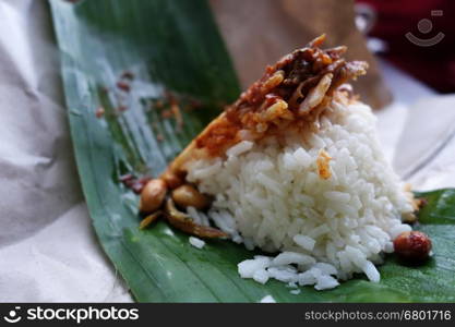 Traditional Malay food in Malaysia named nasi lemak