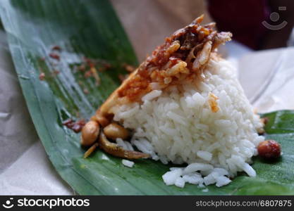 Traditional Malay food in Malaysia named nasi lemak