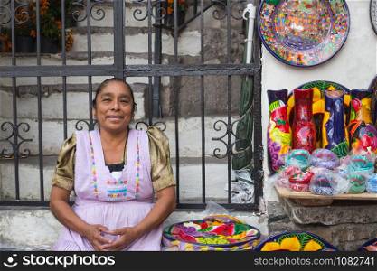 Traditional mexican crafts vendors at taxco guerrero.