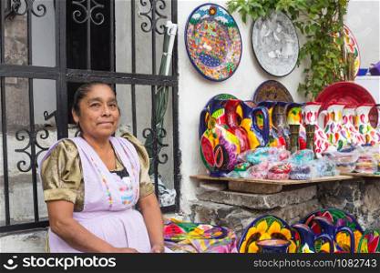 Traditional mexican crafts vendors at taxco guerrero.