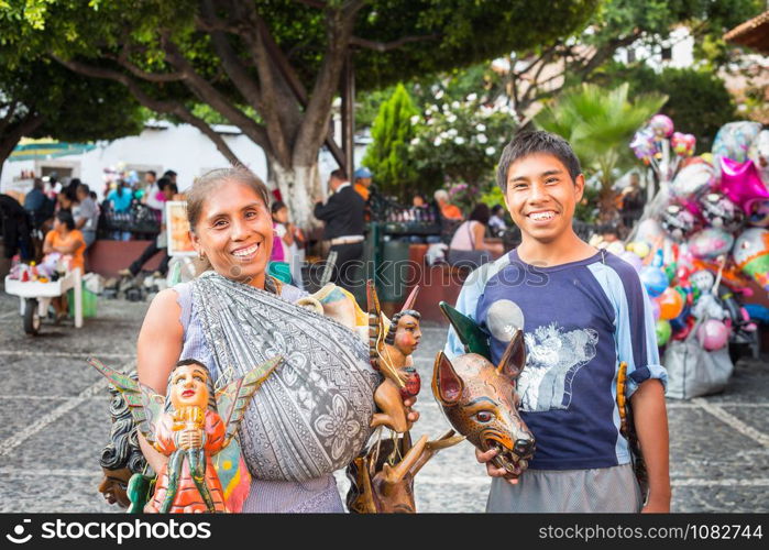 Traditional mexican crafts vendors at taxco guerrero.