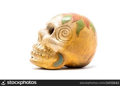Traditional Mexican Patterned Ceramic Day of the Dead Skull Sculpture. Traditional Mexican Patterned Ceramic Day of the Dead Skull