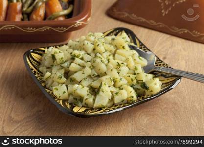 Traditional moroccan potato salad as a side dish
