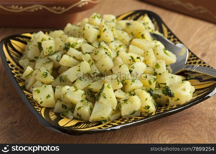 Traditional moroccan potato salad close up