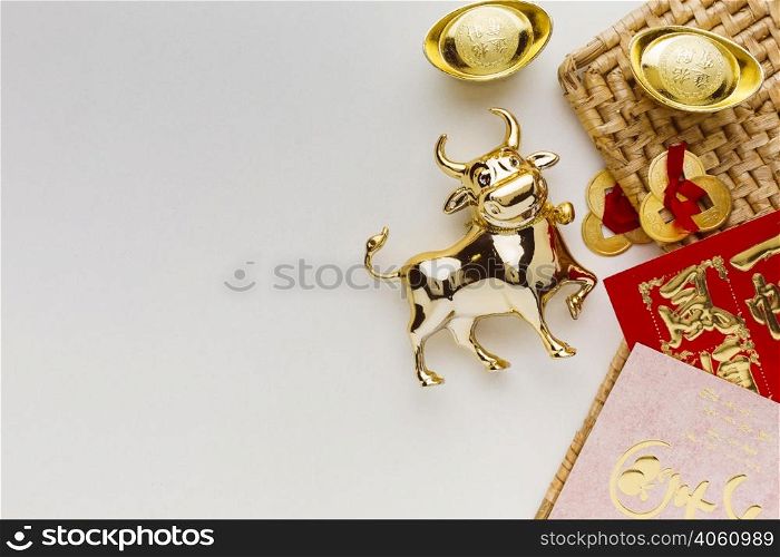 traditional new year chinese ox copy space white background