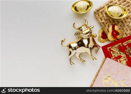 traditional new year chinese ox copy space white background