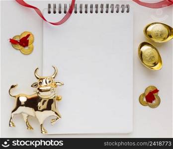 traditional new year chinese ox empty notepad