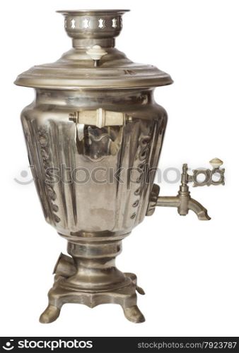 Traditional old Russian samovar on white background
