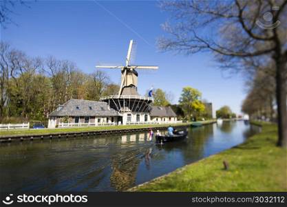Traditional old windmills in Netherlands. Dutch windmill in netherlands