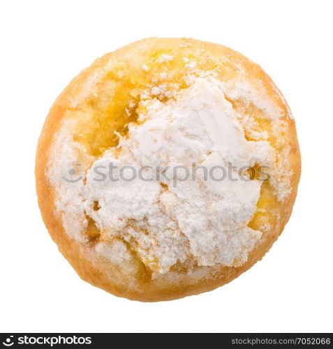 Traditional Portuguese coconut pastry called Pao de Deus isolated on white background.