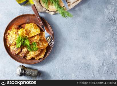 Traditional potato pancakes made from raw potatoes.