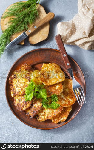 Traditional potato pancakes made from raw potatoes.