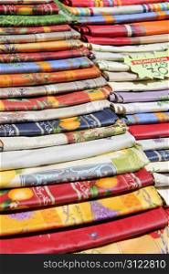 Traditional Provencal patterns on cotton at a local market