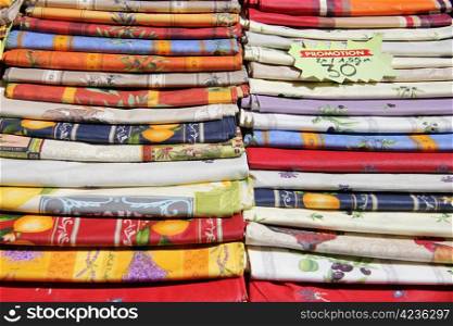 Traditional Provencal patterns on cotton at a local market