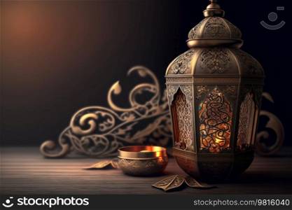 Traditional Ramadan Decoration Background. Illustration AI Generative