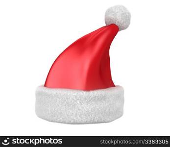 Traditional red Santa hat isolated on white background