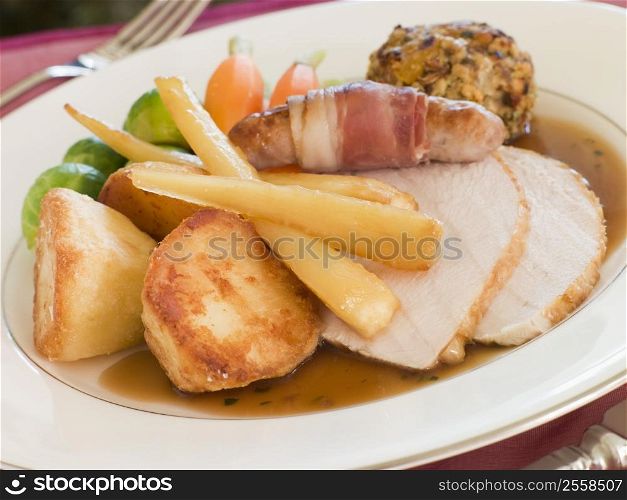 Traditional Roast Turkey with trimmings Plated
