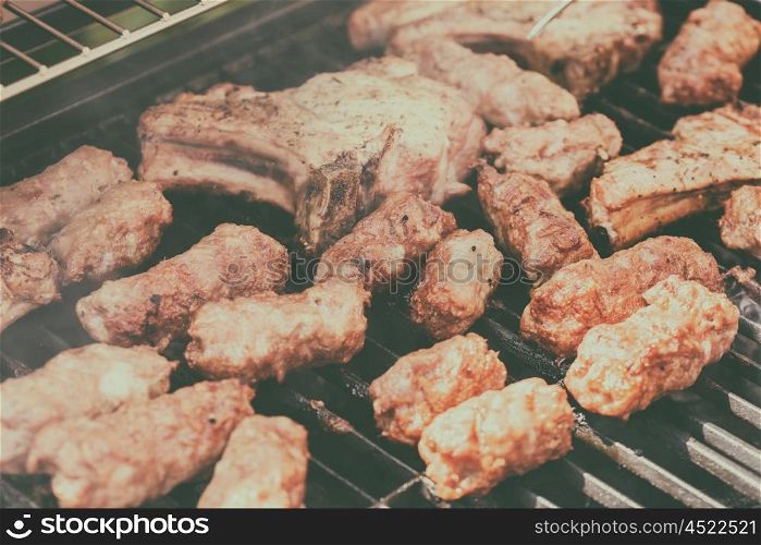 Traditional Romanian Barbecue With Pork Meat Rolls (Mici Or Mititei)