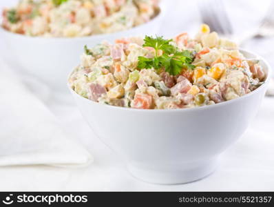 traditional russian salad on a plate