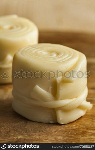 Traditional Slovak semi fat, steamed cheese, called Parenica
